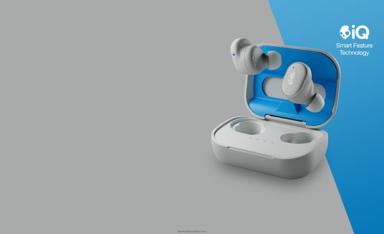 Skullcandy Aufrüstbarer Tech-Premium-Sound-Grind True-Wireless-Ohrhörer H26P610 hellgrau/blau