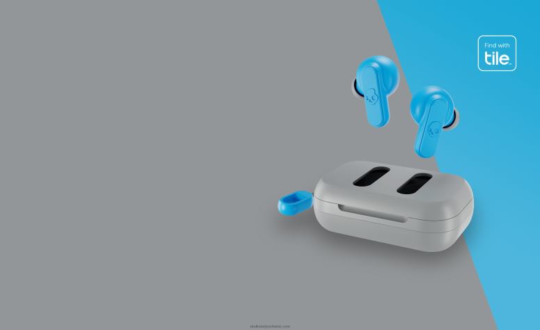 Skullcandy Mini Mighty Findable Dime 2 echte kabellose Ohrhörer H26P628 hellgrau/blau