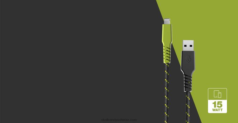 Skullcandy Ihr Weg zur Stromleitung + geflochtenes Ladekabel H26P645 kühl grau/gelb