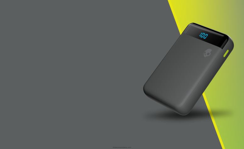 Skullcandy fat schnell und flexibel Fat Stash 2 10000 mAh tragbarer Akkupack H26P638 kühl grau/gelb